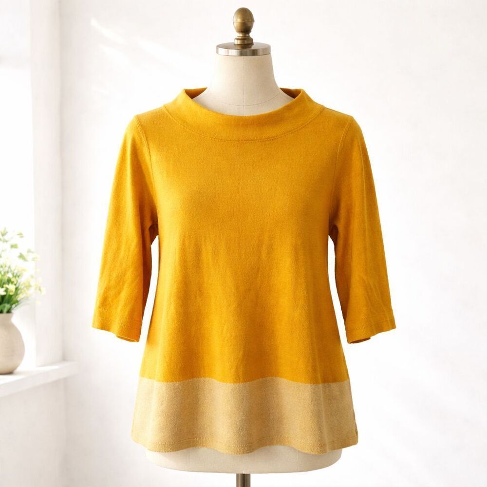 Anthropologie Angel of the North Ewi Mustard Sweater Size Medium Yellow Classic